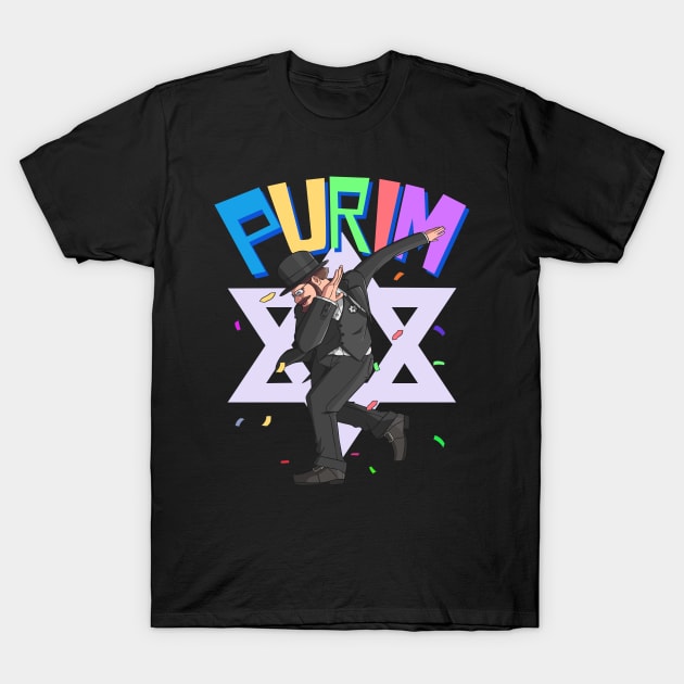 Purim Dabbing Jewish Man T-Shirt by Noseking